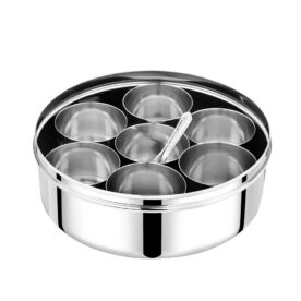 SEGA,See Through Stainless Steel Masala Dabba/Spices box with a plate seperator - Image 3