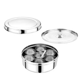 SEGA,See Through Stainless Steel Masala Dabba/Spices box with a plate seperator - Image 5