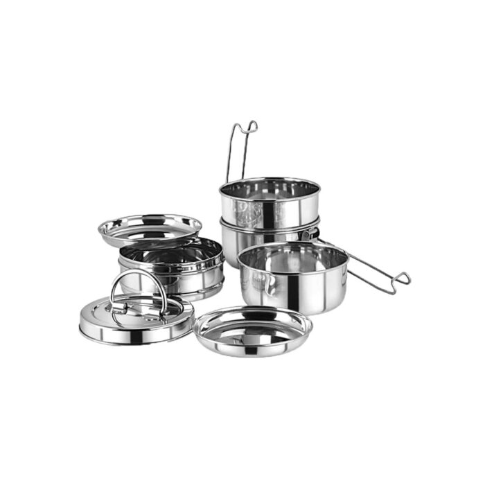 SEGA, Stainless Steel 2 tier Lunch Box/Tiffin with locking clip and Handle - Plate Tiffin