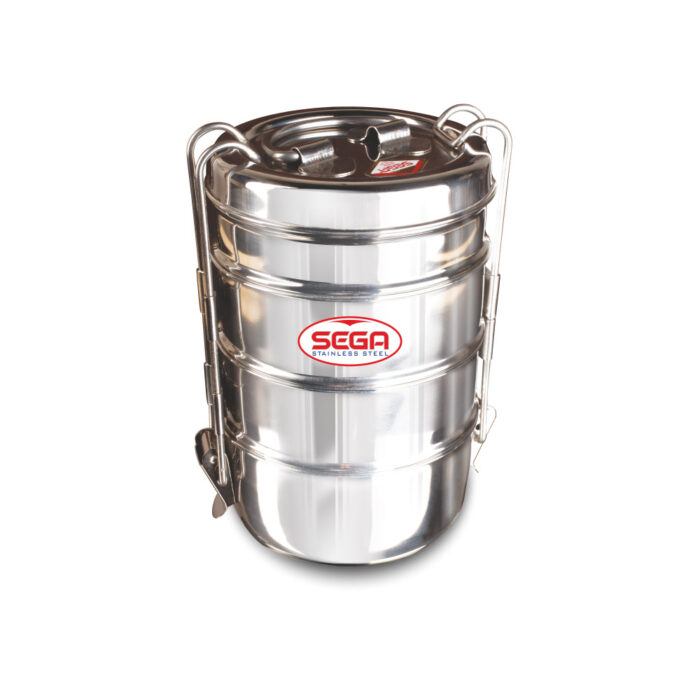 SEGA, Stainless Steel 2 tier Lunch Box/Tiffin with locking clip and Handle