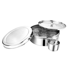 SEGA,See Through Stainless Steel Masala Dabba/Spices box with a plate seperator