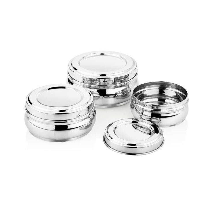 SEGA,Stainless steel belly shaped flat storage canister/Container/ Kitchen Storage for Snacks - Orange